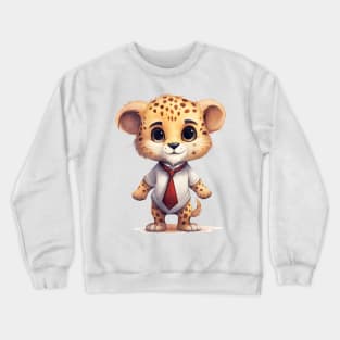 Cheetah Wearing a Tie Crewneck Sweatshirt